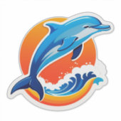 Blauer Delfin springt über Meereswellen Aufkleber (Vorderseite)