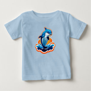 Blauer Delfin springt über Meereswellen Baby T-shirt