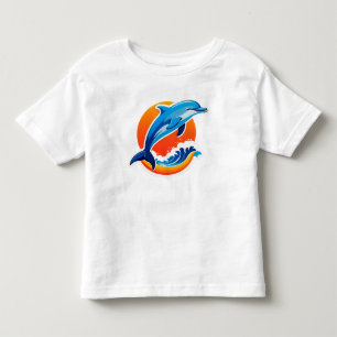 Blauer Delfin springt über Meereswellen Kleinkind T-shirt