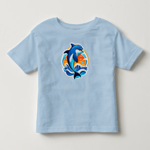 Blauer Delfin springt über Meereswellen Kleinkind T-shirt
