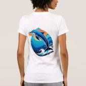 Blauer Delfin springt über Meereswellen T-Shirt (Rückseite)