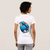 Blauer Delfin springt über Meereswellen T-Shirt (Schwarz voll)