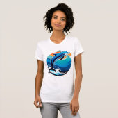 Blauer Delfin springt über Meereswellen T-Shirt (Vorne ganz)