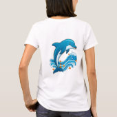 Blauer Delfin springt über Meereswellen T-Shirt (Rückseite)