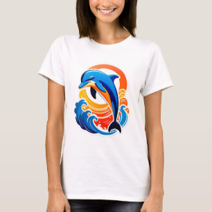 Blauer Delfin springt über Meereswellen T-Shirt