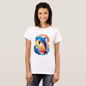 Blauer Delfin springt über Meereswellen T-Shirt (Vorne ganz)