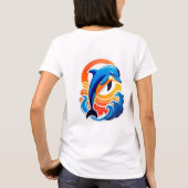 Blauer Delfin springt über Meereswellen T-Shirt (Rückseite)