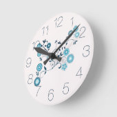 Blauer Delft Blumenstrauß Runde Wanduhr (Winkel)