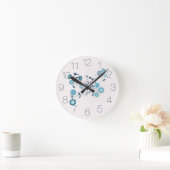 Blauer Delft Blumenstrauß Runde Wanduhr (Zuhause)