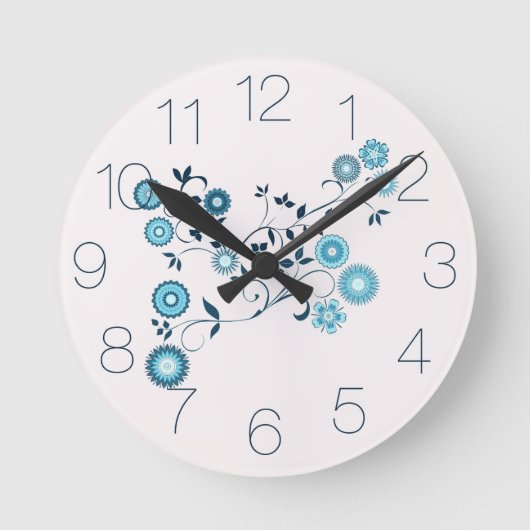 Blauer Delft Blumenstrauß Runde Wanduhr (Vorderseite)