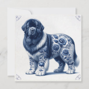 Blauer Delft Landseer Newfoundländer Einladung