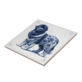 Blauer Delft Landseer Newfoundländer Fliese (Seite)