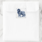 Blauer Delft Landseer Newfoundländer Quadratischer Aufkleber (Tasche)
