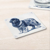 Blauer Delft Landseer Newfoundländer Rechteckiger Pappuntersetzer (angewinkelt)