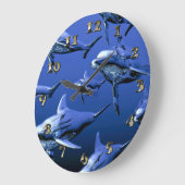 Blauer Delphin Große Wanduhr (Winkel)