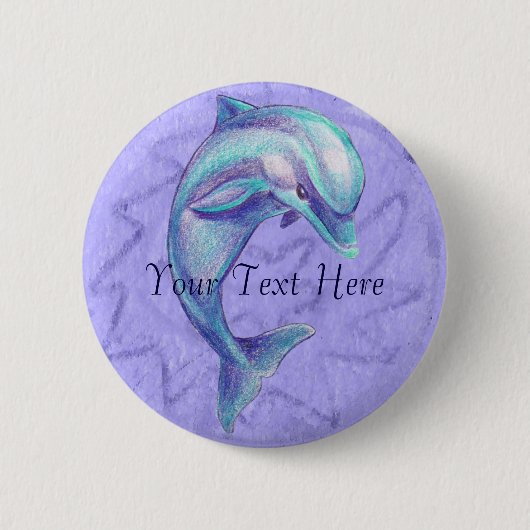 Blauer Delphin-Knopf Button (Vorderseite)