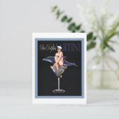 Blauer Delphin Martini Postkarte (Stehend Vorderseite)