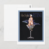 Blauer Delphin Martini Postkarte (Vorne/Hinten)