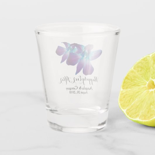 Blauer Dendrobium Orchid glücklich immer nach Schnapsglas (Rückseite)
