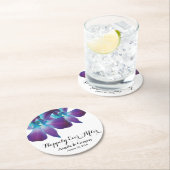 Blauer Dendrobium Orchid glücklich je nach Hochzei Runder Pappuntersetzer (Vor Ort)