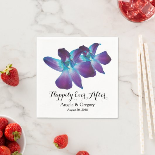 Blauer Dendrobium Orchid glücklich je nach Hochzei Serviette (Beispiel)