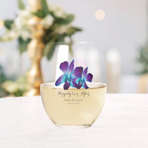 Blauer Dendrobium Orchid glücklich je nach Hochzei Weinglas Ohne Stiel