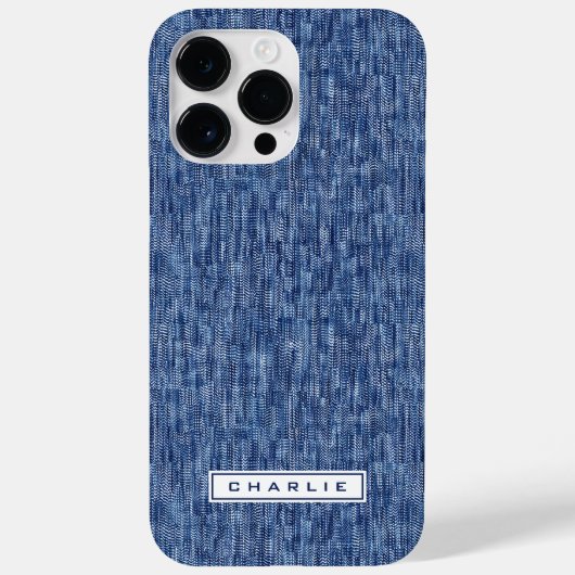 Blauer Denim-individuelle Name Case-Mate iPhone Hülle (Rückseite)