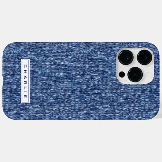 Blauer Denim-individuelle Name Case-Mate iPhone Hülle (Rückseite (Horizontal))