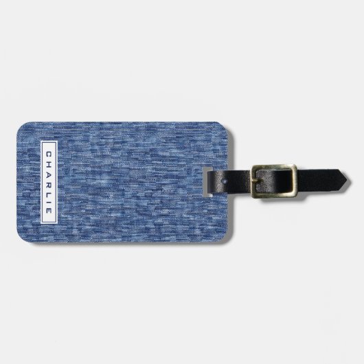 Blauer Denim-individuelle Name Gepäckanhänger (Vorderseite horizontal)