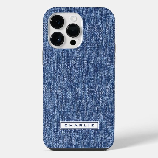 Blauer Denim-individuelle Name iPhone Hülle (Rückseite)
