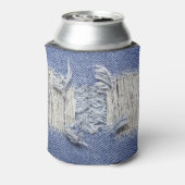 Blauer Denim: Jeans Textur. Dosenkühler (Kanne Rückseite)