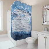 Blauer denim Jeans Textur mit Platz für Text Duschvorhang (Beispiel)