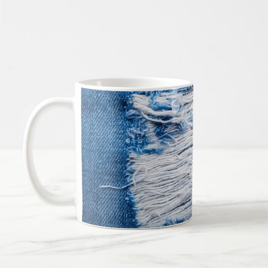 Blauer denim Jeans Textur mit Platz für Text Kaffeetasse (Links)