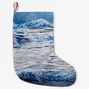 Blauer denim Jeans Textur mit Platz für Text Kleiner Weihnachtsstrumpf