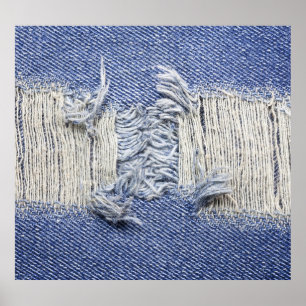 Blauer Denim: Jeans Textur. Poster