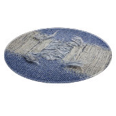Blauer Denim: Jeans Textur. Schneidebrett (Ecke)