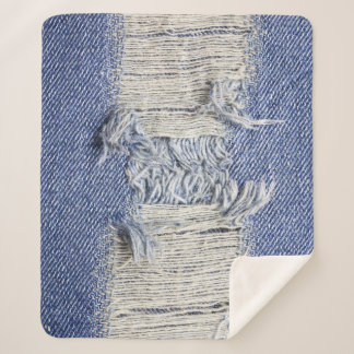 Blauer Denim: Jeans Textur. Sherpadecke