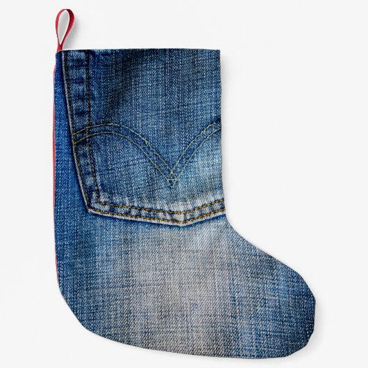 Blauer Denim Kleiner Weihnachtsstrumpf (Vorderseite)