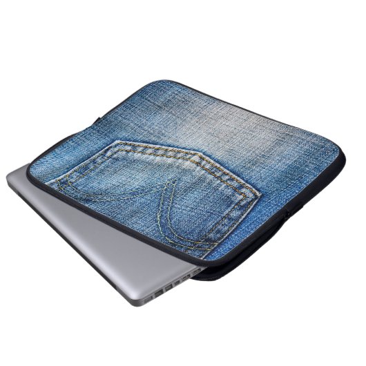 Blauer Denim Laptopschutzhülle (Vorne Knopf)