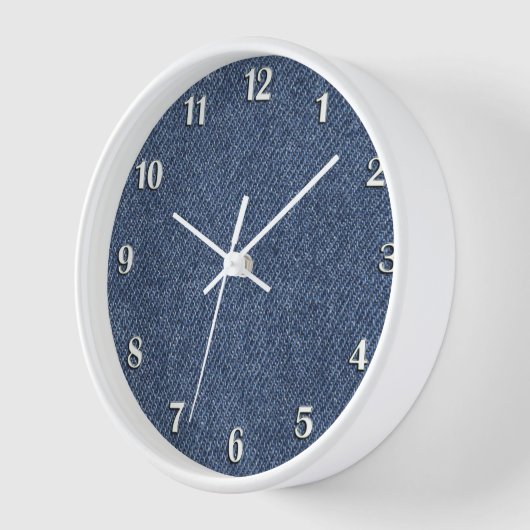 Blauer Denim mit weißen Zahlen Uhr (Winkel)
