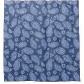 Blauer Denim Paisley Duschvorhang (Vorderseite)