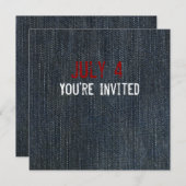 Blauer Denim Patriotische Einladung (Vorne/Hinten)