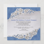 Blauer Denim, Spitze - Elfenbeinperlen Mitteilungskarte (Rückseite)