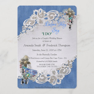 Blauer Denim, Spitzen- und Kostümschmuck Einladung