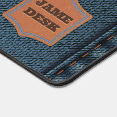 Blauer Denim Stoff mit Zip und Label Jean Stoff Schreibtischunterlage (Ecke)