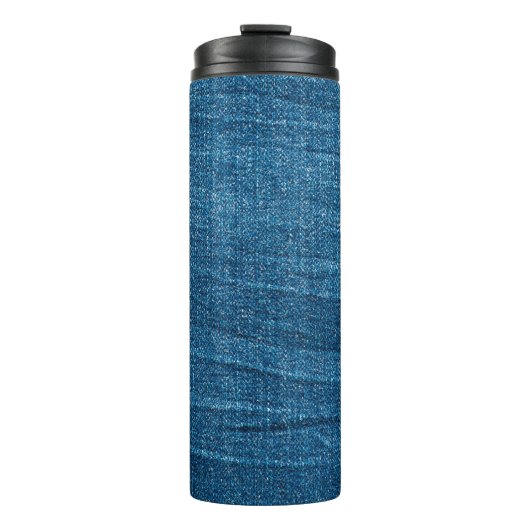 Blauer Denim-Textur, Bluejeans-Textur Thermosbecher (Vorderseite)