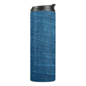 Blauer Denim-Textur, Bluejeans-Textur Thermosbecher (Nach links gedreht)