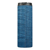 Blauer Denim-Textur, Bluejeans-Textur Thermosbecher (Rückseite)