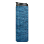 Blauer Denim-Textur, Bluejeans-Textur Thermosbecher (Nach rechts gedreht)