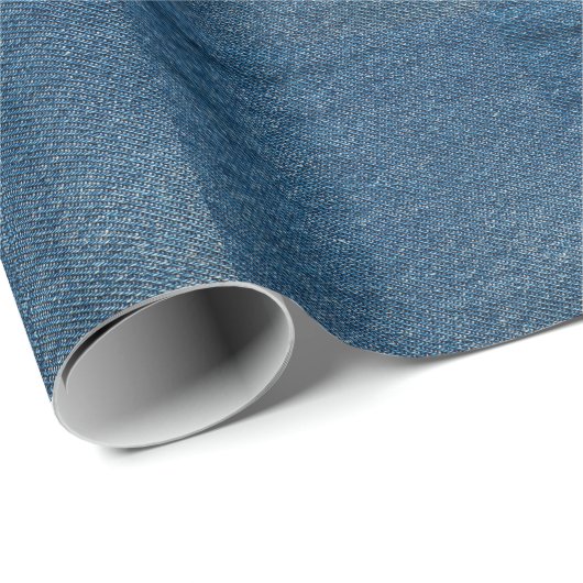 Blauer Denim Texture Nah-Up Shot Geschenkpapier (Rolleneckpunkt)
